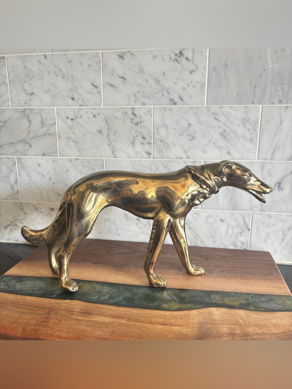 Vintage 11.5” Brass Borzoi Dog Sculpture Figurine